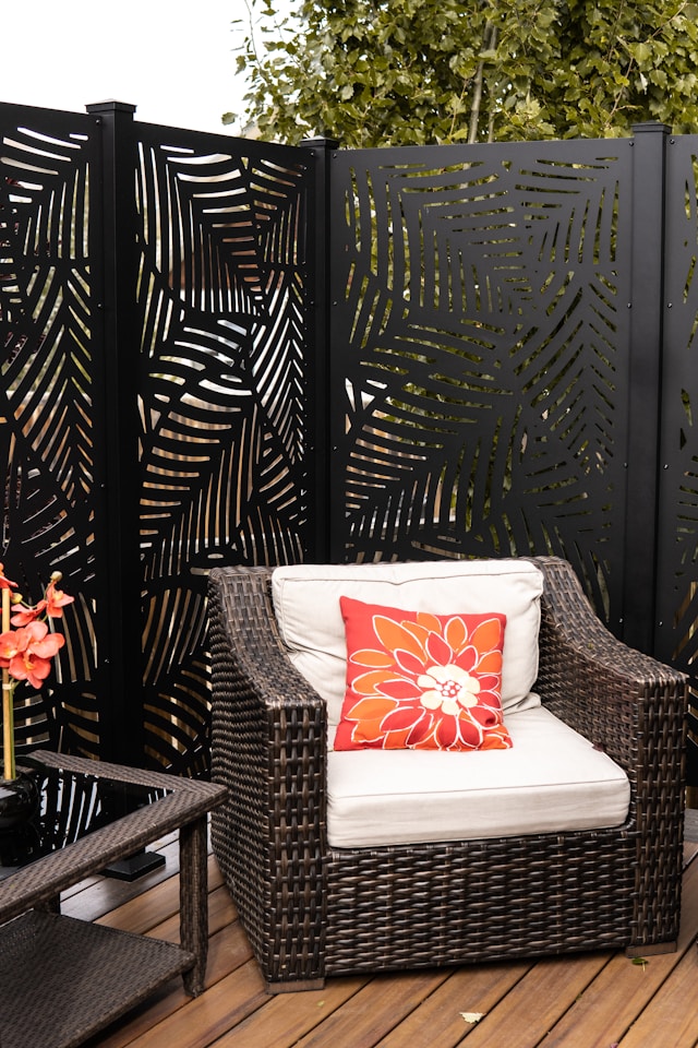 Custom laser-cut decorative screens and privacy panels for architectural projects